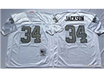 Los Angeles Raiders #34 Bo Jackson Throwback White/Silver Jersey