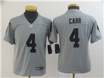 Las Vegas Raiders #4 Derek Carr Youth Gray Inverted Limited Jersey
