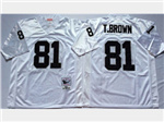 Oakland Raiders #81 Tim Brown Throwback White Jersey