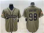 Las Vegas Raiders #98 Maxx Crosby Olive Salute To Service Baseball Jersey