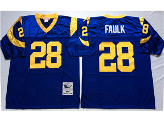 St. Louis Rams #28 Marshall Faulk Throwback Blue Jersey