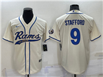 Los Angeles Rams #9 Matthew Stafford Cream Baseball Cool Base Jersey