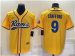Los Angeles Rams #9 Matthew Stafford Gold Baseball Cool Base Jersey
