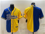 Los Angeles Rams Split Royal/God Baseball Cool Base Jersey