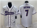 Baltimore Ravens #7 Rashod Bateman White Baseball Jersey