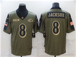 Baltimore Ravens #8 Lamar Jackson 2021 Olive Salute To Service Limited Jersey