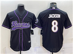 Baltimore Ravens #8 Lamar Jackson Black Baseball Jersey