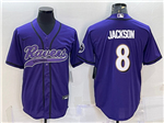 Baltimore Ravens #8 Lamar Jackson Purple Baseball Jersey