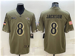 Baltimore Ravens #8 Lamar Jackson 2022 Olive Salute To Service Limited Jersey