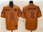 Baltimore Ravens #8 Lamar Jackson 2023 Brown Salute To Service Limited Jersey