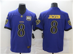 Baltimore Ravens #8 Lamar Jackson Purple Golden 25th Season Vapor Limited Jersey
