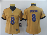 Baltimore Ravens #8 Lamar Jackson Women's Gold Inverted Limited Jersey