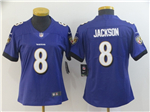 Baltimore Ravens #8 Lamar Jackson Women's Purple Vapor Limited Jersey