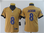 Baltimore Ravens #8 Lamar Jackson Youth Gold Inverted Limited Jersey