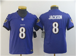 Baltimore Ravens #8 Lamar Jackson Youth Purple Vapor Limited Jersey