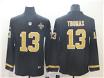 New Orleans Saints #13 Michael Thomas Black Therma Long Sleeve Jersey