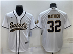 New Orleans Saints #32 Tyrann Mathieu White Baseball Cool Base Jersey