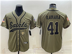 New Orleans Saints #41 Alvin Kamara Olive Salute To Service Baseball Jersey