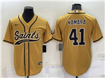 New Orleans Saints #41 Alvin Kamara Gold Baseball Cool Base Jersey