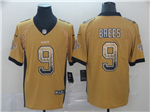 New Orleans Saints #9 Drew Brees Gold Drift Fashion Limited Jersey