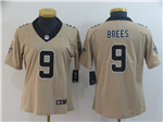 New Orleans Saints #9 Drew Brees Women's Gold Inverted Limited Jersey
