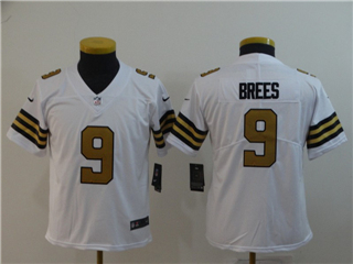 New Orleans Saints #9 Drew Brees Youth White Color Rush Limited Jersey