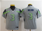 Seattle Seahawks #3 Russell Wilson Youth Gray Inverted Limited Jersey