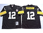Pittsburgh Steelers #12 Terry Bradshaw 1975 Throwback Black Jersey