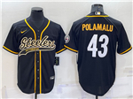 Pittsburgh Steelers #43 Troy Polamalu Black Baseball Cool Base Jersey
