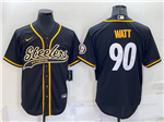 Pittsburgh Steelers #90 T.J. Watt Black Baseball Cool Base Jersey