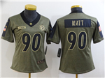 Pittsburgh Steelers #90 T.J. Watt Women's 2021 Olive Salute To Service Limited Jersey