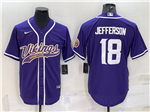 Minnesota Vikings #18 Justin Jefferson Purple Baseball Cool Base Jersey