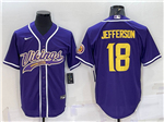 Minnesota Vikings #18 Justin Jefferson Purple/Gold Baseball Cool Base Jersey