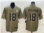 Minnesota Vikings #18 Justin Jefferson 2022 Olive Salute To Service Limited Jersey