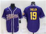 Minnesota Vikings #19 Adam Thielen Purple/Gold Baseball Cool Base Jersey