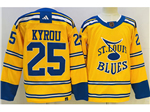St. Louis Blues #25 Jordan Kyrou Yellow Reverse Retro 2.0 Jersey