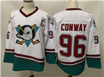 The Mighty Ducks #96 Charlie Conway Vintage White Movie Jersey