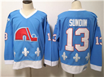 Quebec Nordiques #13 Mats Sundin CCM Vintage Light Blue Jersey