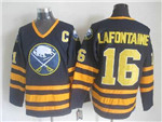 Buffalo Sabres #16 Pat LaFontaine CCM Vintage Navy Blue Jersey