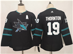 San Jose Sharks #19 Joe Thornton Youth Black Jersey