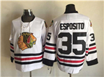 Chicago Blackhawks #35 Tony Esposito 1963 CCM Vintage White Jersey