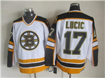 Boston Bruins #17 Milan Lucic 2000's Vintage CCM White Jersey