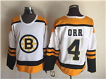 Boston Bruins #4 Bobby Orr 1960's Vintage CCM White Jersey