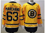 Boston Bruins #63 Brad Marchand Yellow 2020/21 Reverse Retro Jersey