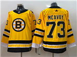 Boston Bruins #73 Charlie McAvoy Yellow 2020/21 Reverse Retro Jersey