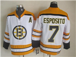 Boston Bruins #7 Phil Esposito Vintage CCM White Jersey