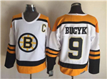 Boston Bruins #9 Johnny Bucyk 1960's Vintage CCM White Jersey