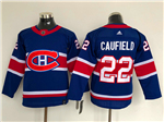 Montreal Canadiens #22 Cole Caufield Youth Royal Blue 2020/21 Reverse Retro Jersey
