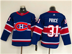 Montreal Canadiens #31 Carey Price Youth Royal Blue 2020/21 Reverse Retro Jersey