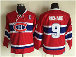 Montreal Canadiens #9 Maurice Richard Youth CCM Vintage Red Jersey
